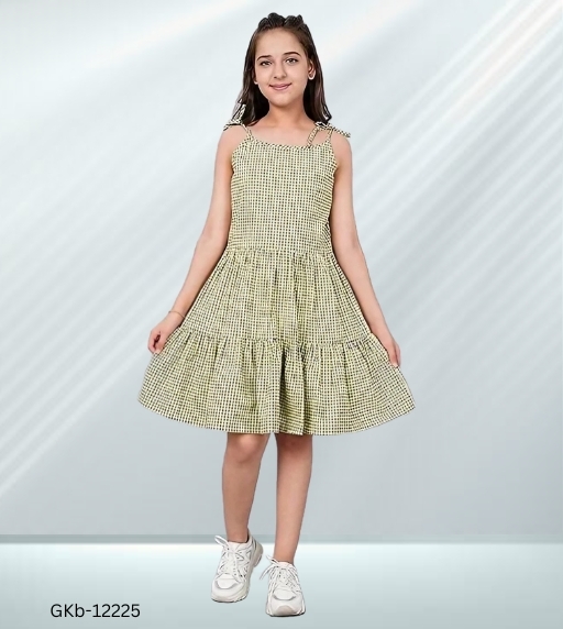 GKb-12225 Trendy Printed Cotton Frock Dress - 12-13 Years