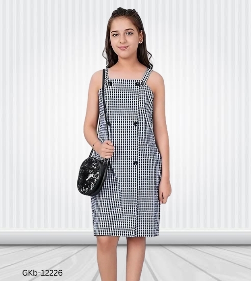GKb-12226 Trendy Cotton Sleeveless Frock - 9-10- Years