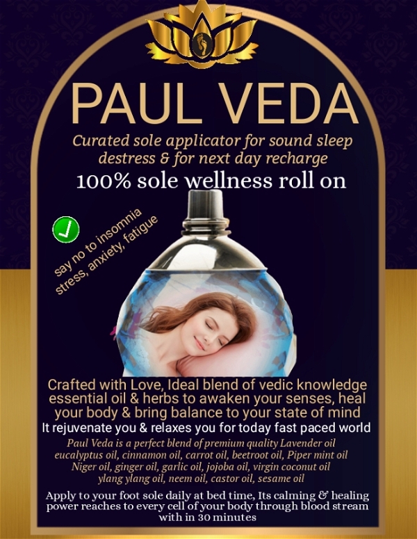 DLS PaulVeda:Curated Sole Applicator For Sound Sleep Distress & For Next Day Recharge: 100% Chemical Less Vegan Roll On - 10 ML