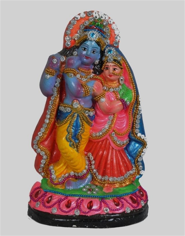 simonart and printing radha krishna clay god idol 35 cm - 100.0, 35 cm 20cm10cm