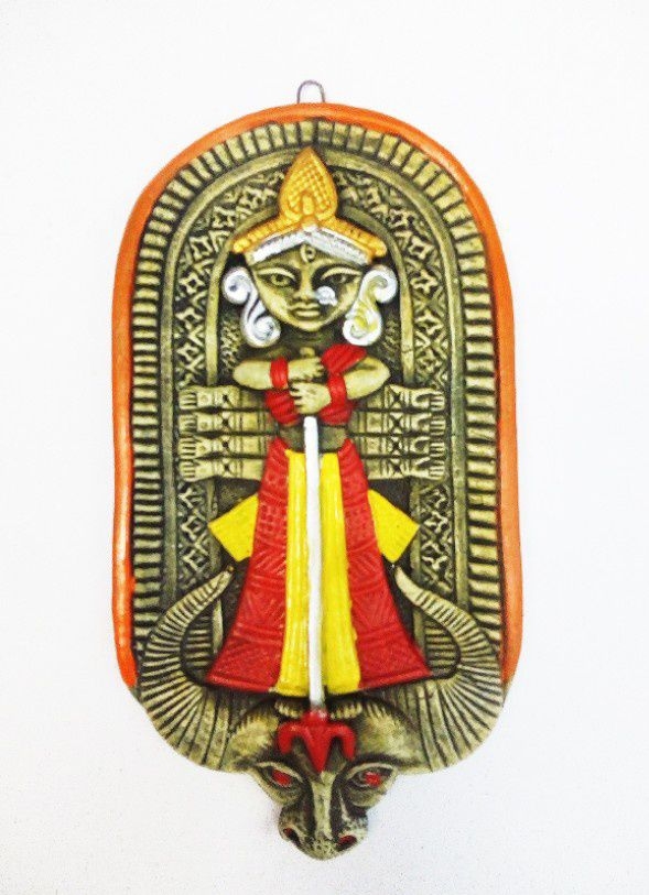simonart and printing handicrafts clay Wall hanging Durga maa - 100.0, 25cm 12cm12cm