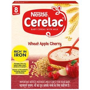 Nestle Cerelac Baby Cereal with Milk - Wheat Apple Cherry, (From 8-12 Months) - 300g