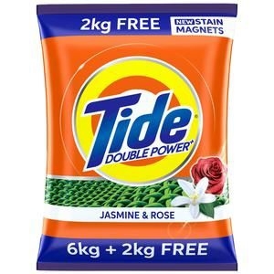 Tide Double Power Detergent Washing Powder Jasmine & Rose, - 6kg+2kg free