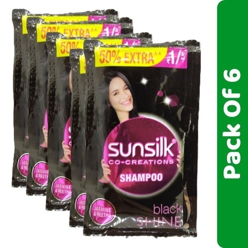 Sunsilk Black Shine Sachet Hair Shampoo  - Pack Of 6