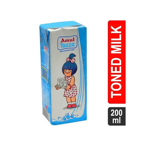 Amul Taaza Homogenized Toned Milk - 200ML