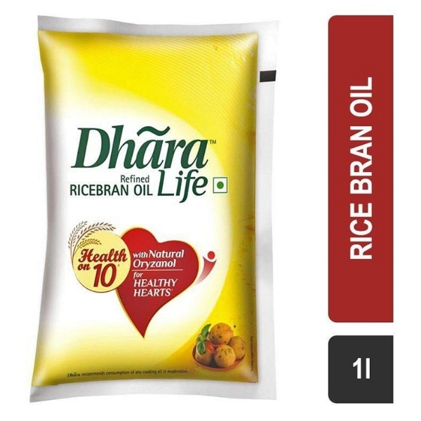 DHARA Refined Rice Bran Oil  - 1Ltr Pouch