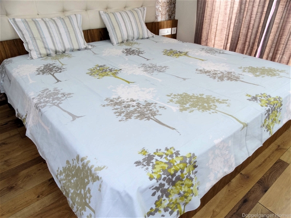 Doppelganger Homes Trees & Stripes Designer Double Bed Sheet