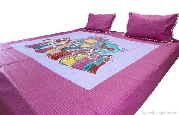 Doppelganger Homes Pink Royal Procession Double Bed Sheet