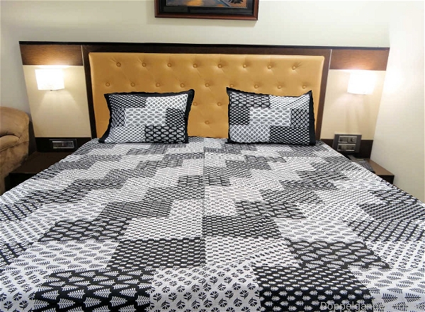 Quilted patches Printed Double Bed Sheet