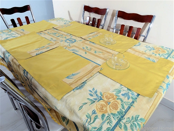 Doppelganger Homes Golden Yellow Floral Table Cover (Yellow Lace)