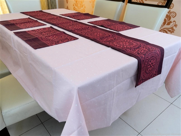 Doppelganger Homes Cotton Dining Table Cover, Runner & Placemat set (8PCS)-45