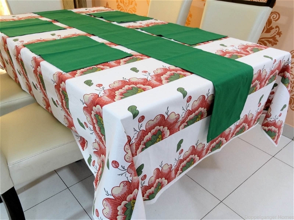 Doppelganger Homes Cotton Dining Table Cover, Runner & Placemat set (8PCS)-36