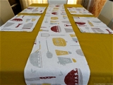 Doppelganger Homes Cotton Dining Table Cover, Runner & Placemat set (8PCS)-46