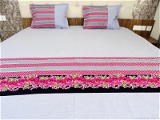 Doppelganger Homes Polka dots & Flowers Double Bed sheet-90