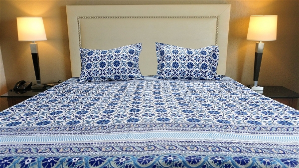 Doppelganger Homes Blue Beauty Double Bed sheet-64