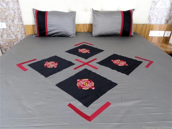Embroidered  Double Bed Sheet-141