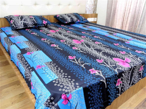 Doppelganger Homes Floral cotton Double Bed Sheet-101