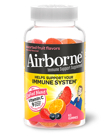 AIRBORNE: Assorted Fruit Flavored Immune Support Gummies, 63 un