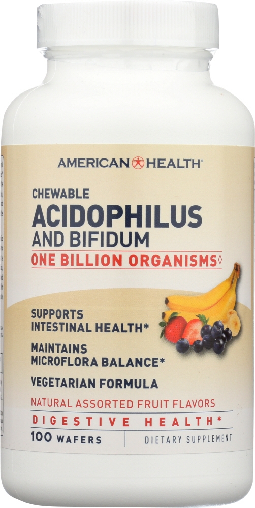 AMERICAN HEALTH: Probiotics Acidophilus and Bifidum Chewable Fruit, 100 Wafers