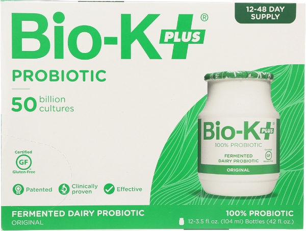BIO-K+ BIO K PLUS: Fermented Dairy Probiotic Original 12 Pack, 42 oz