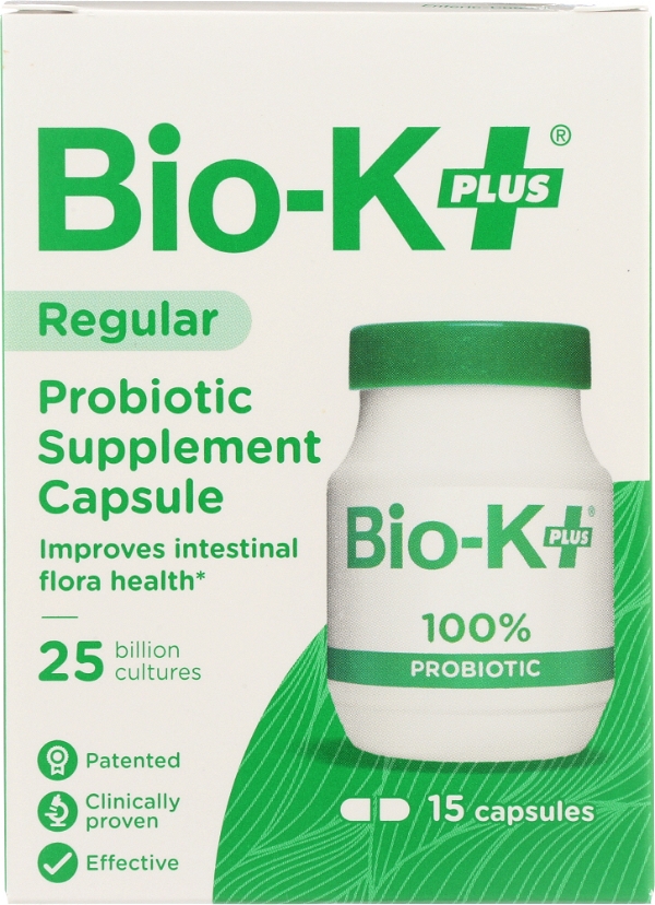 BIO-K+ BIO K: Pobiotic Supplement Capsule Regular 25 Billion Cultures, 15 cp