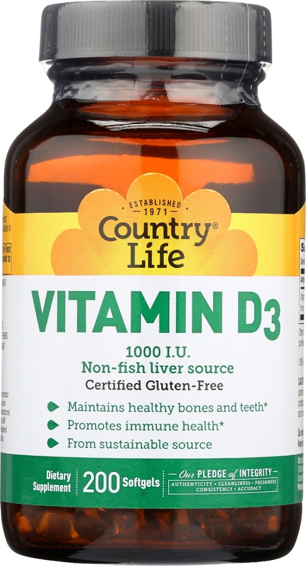 COUNTRY LIFE: Vitamin D3 1000Iu, 200 sg