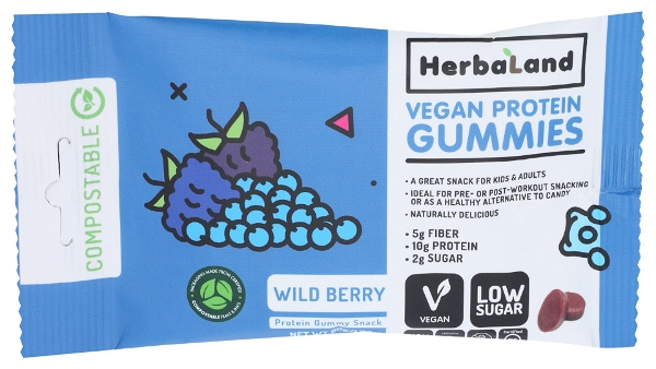 HERBALAND: Wild Berry Vegan Protein Gummies, 50 gm