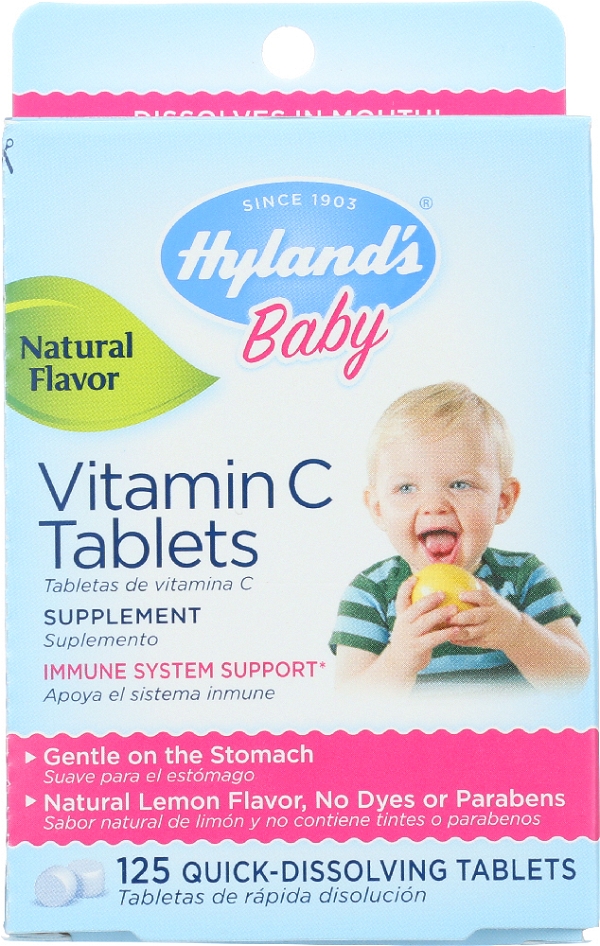 HYLANDS HYLAND'S: Baby Vitamin C Tablets Natural Lemon Flavored, 125 Tablets