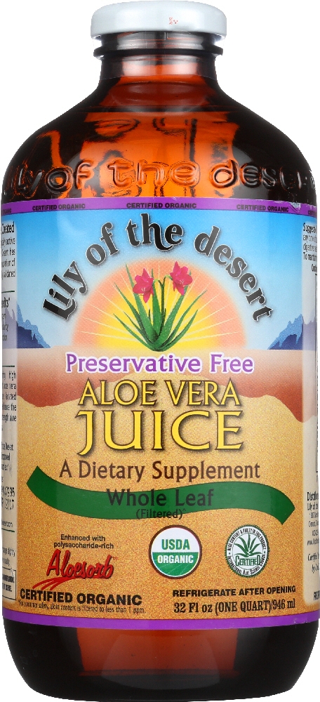 LILY OF THE DESERT: Organic Aloe Vera Juice Whole Leaf, 32 oz
