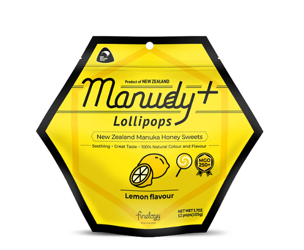 MANUDY: Manuka Honey Sweets Lollipops Lemon Flavour, 1 bg