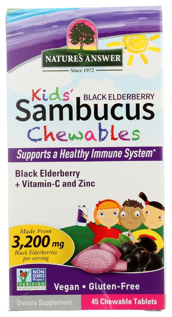 NATURES ANSWER: Kids Black Elderberry Sambucus Chewables, 45 tb