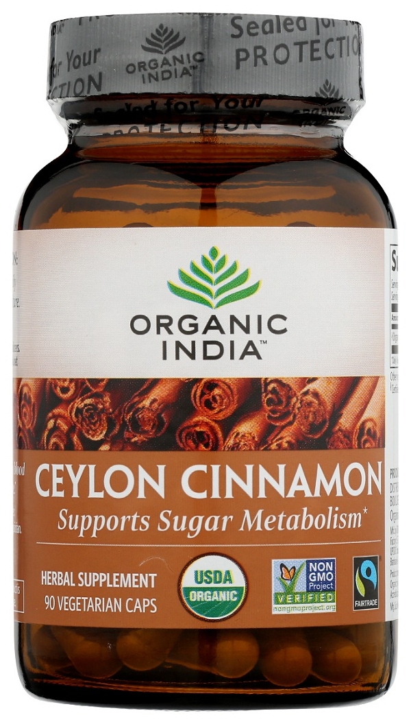 ORGANIC INDIA: Ceylon Cinnamon, 90 vc