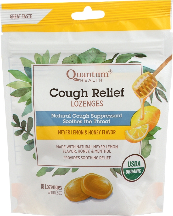 QUANTUM HEALTH QUANTUM: Lozenges Cough Relief Lemon and Honey Organic, 18 ea
