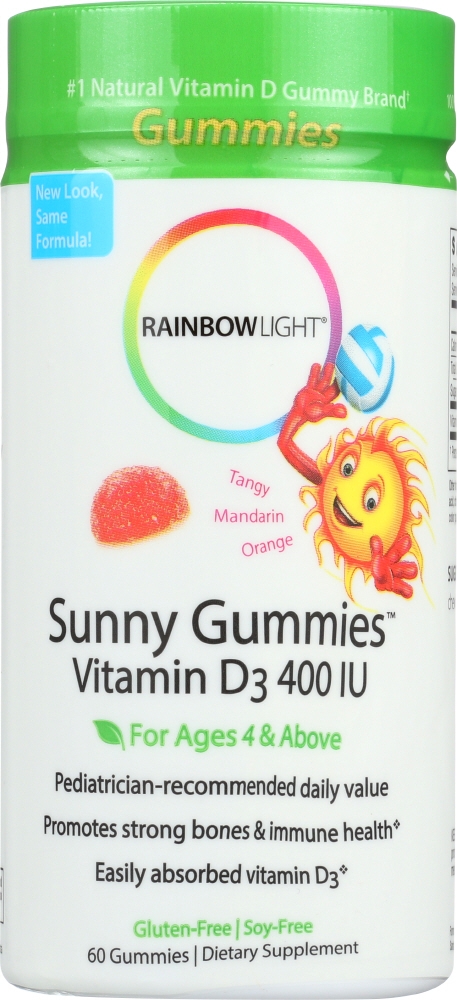 RAINBOW LIGHT: Vitamin D3 400iu Sunny Gummies Tangy Orange, 60 Gummies