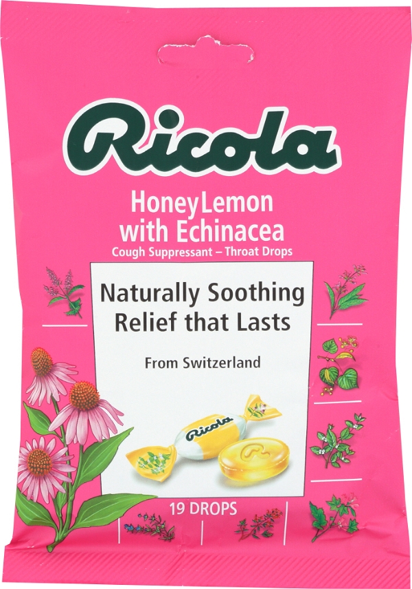 RICOLA: Honey Lemon with Echinacea Cough Suppressant, 19 pc