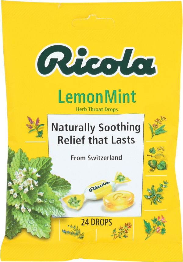 RICOLA: Natural Herb Throat Drops Lemon Mint, 24 pc