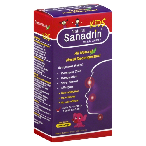 SANADRIN: Kids Nasal Decongestant Spray, 0.5 oz