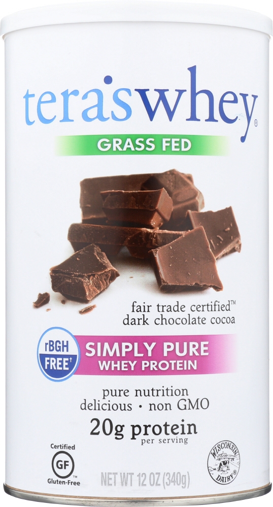 TERAS TERA'S WHEY: rBGH Free Whey Protein Fair Trade Dark Chocolate, 12 oz