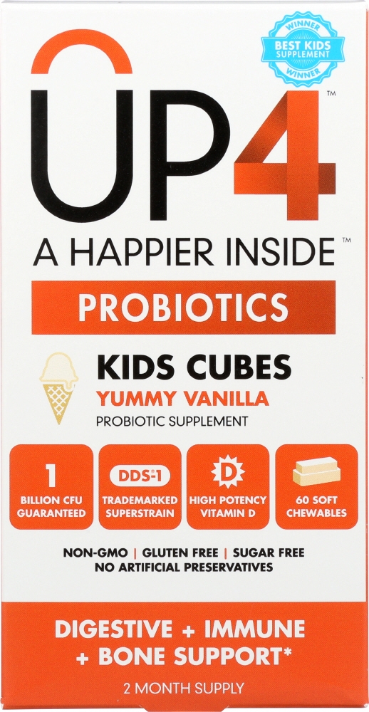 UP4: Probiotics with DDS -1 Kids Cubes Yummy Vanilla, 60 Chewables