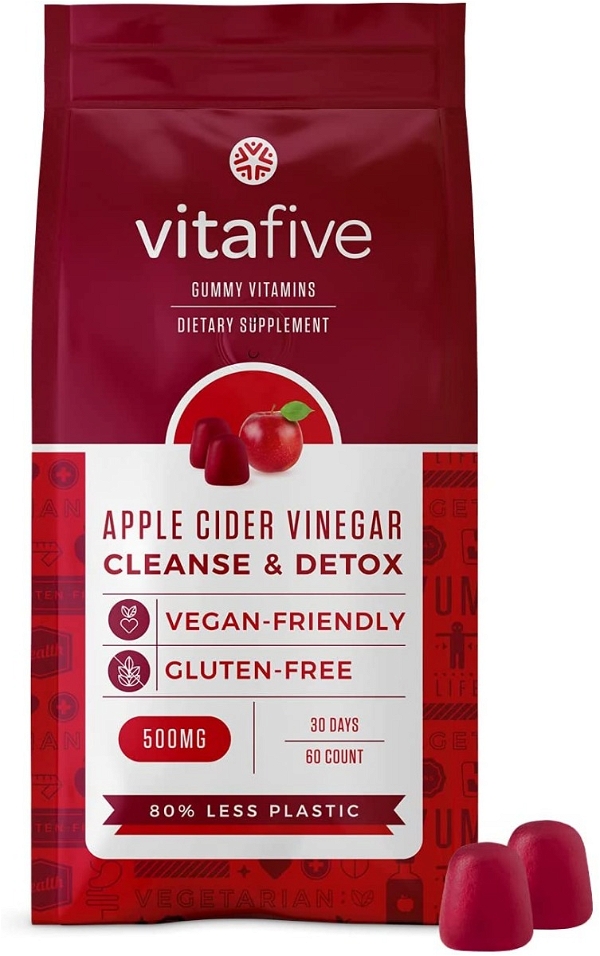 VITAFIVE: Cleanse & Detox Apple Cider Vinegar Gummies, 60 pc