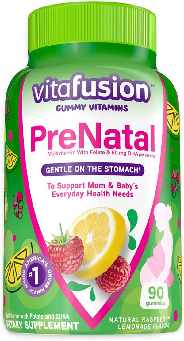 VITAFUSION: PreNatal Raspberry & Lemonade Flavored Gummy Pregnancy Vitamins, 90 ea