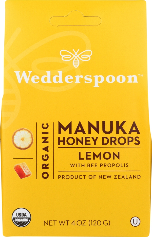 WEDDERSPOON: Organic Manuka Honey Drops Lemon, 4 oz