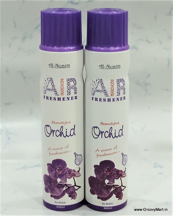 Al Nuaim Beautiful Orchid Home, Bedroom, Office, Car Air Freshener Spray Combo, Free From Alcohol (300ML, Pack of 2) - 300ML+300ML