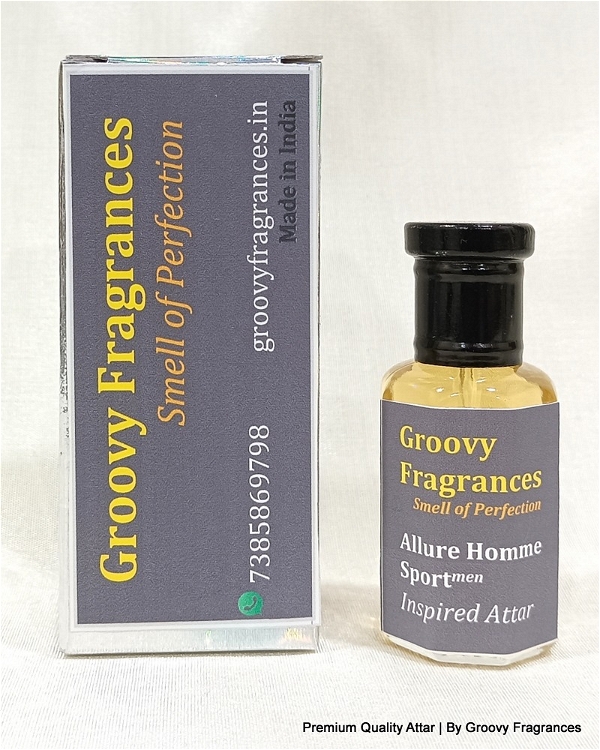 Groovy Fragrances Allure Homme Sport Long Lasting Perfume Roll-On Attar | For Men | Alcohol Free by Groovy Fragrances - 12ML