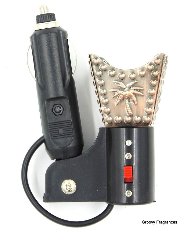 Groovy Fragrances Car Electric 12V Incense Burner for Bahkoor/Dhoop/Aromo Oil/Kapoor - Metallic Brown Color