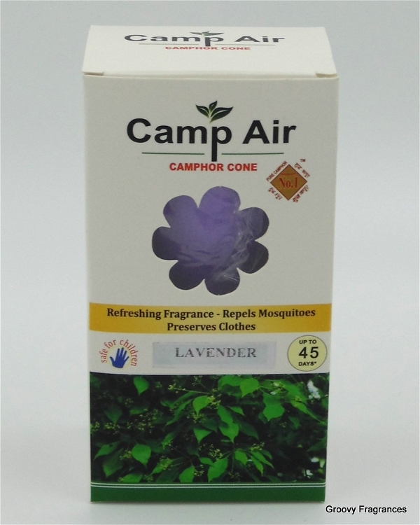 CAMP AIR Camphor Cone LAVENDER Refreshing Fragrance - Repel Mosquitoes - Preserves Clothes - 50G (ORGANIC)
