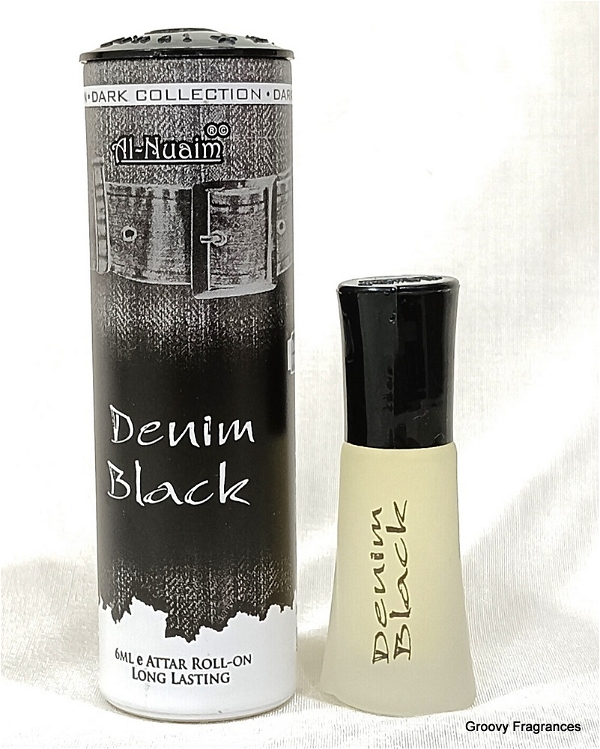 Al Nuaim Denim Black Perfume Roll-On Attar Free from ALCOHOL Round Gift Pack - 6ML