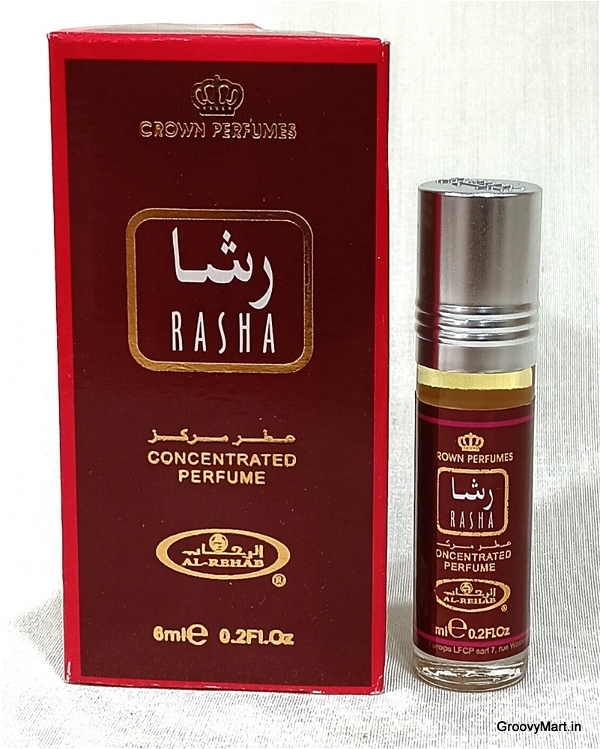 Al Rehab RASHA Crown Perfumes Roll-On Attar Free from ALCOHOL - 6ML