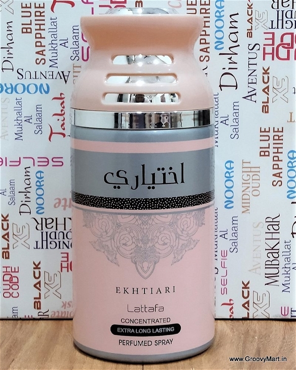 Lattafa Ekhtiari Perfumed Body Spray Extra Long Lasting Deodorant - For Men & Women (Pack of 1, 250ML) - 250ML