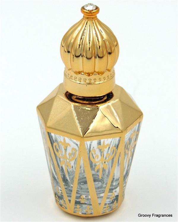Groovy Fragrances Exclusive Golden Fancy Designer Bottle Empty Attar Bottle- Diamond Cut shape D6 - Gold